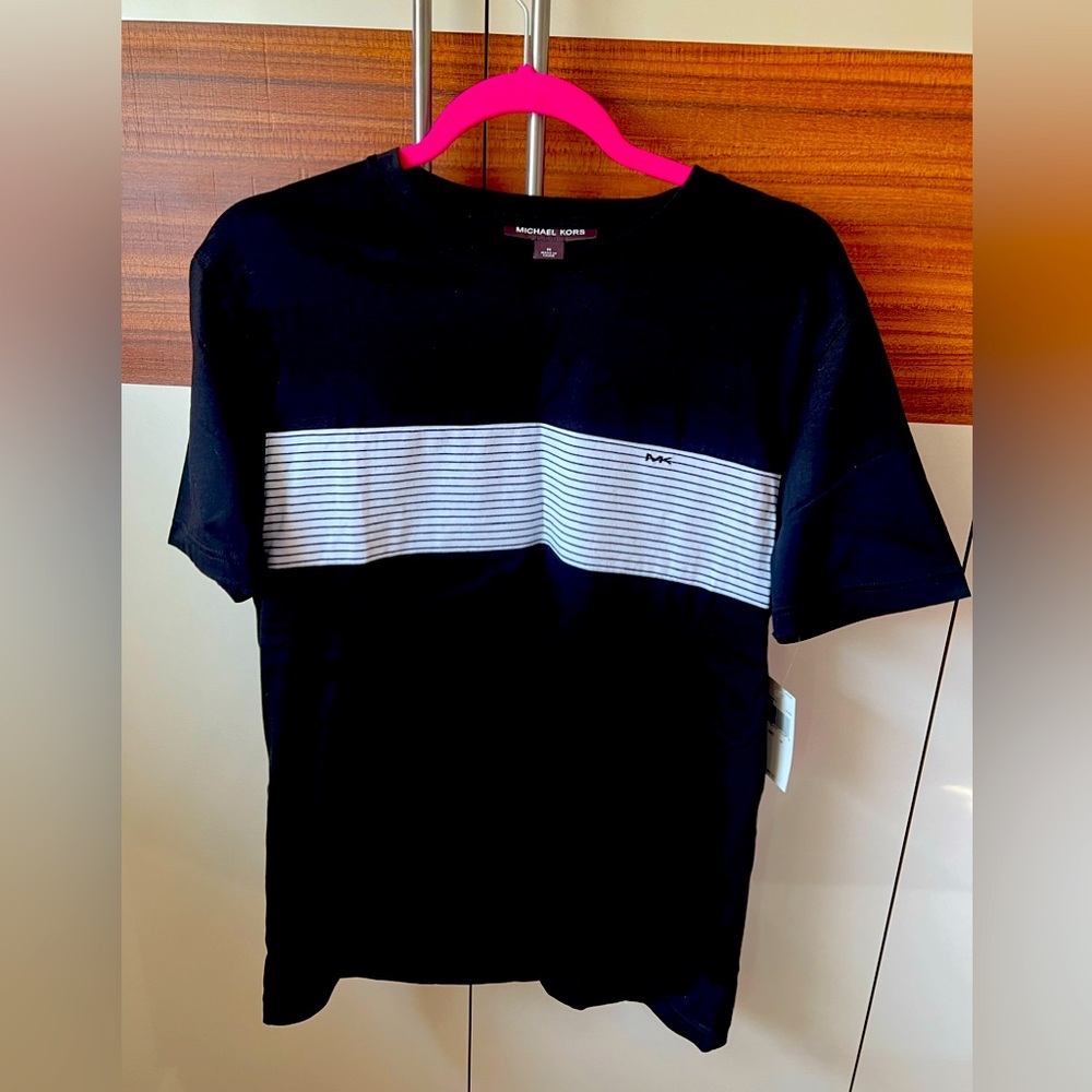 Michael Kors - Medium Black and White Striped Tee Shirt